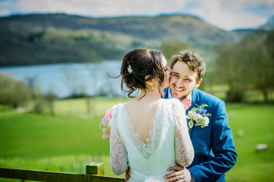 Varna Studios, Silverholme Lake District wedding venue, Charlie Brear wedding dress, bride in red lipstick, Spring weddings