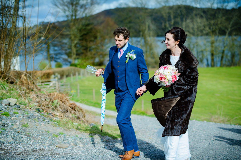 Varna Studios, Silverholme Lake District wedding venue, Charlie Brear wedding dress, bride in red lipstick, Spring weddings