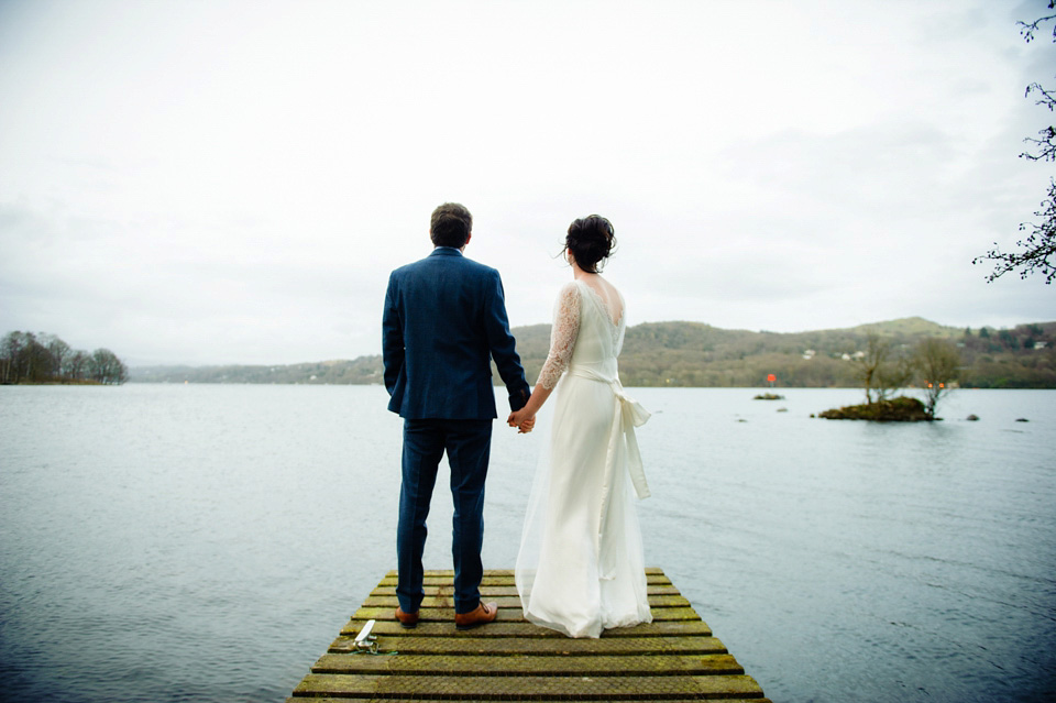 Varna Studios, Silverholme Lake District wedding venue, Charlie Brear wedding dress, bride in red lipstick, Spring weddings