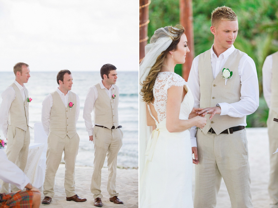 Mexico destination wedding, Hayley Paige wedding dress, Juliet cap veil, beach weddings // Photography by Chantal Lahance Gibson.