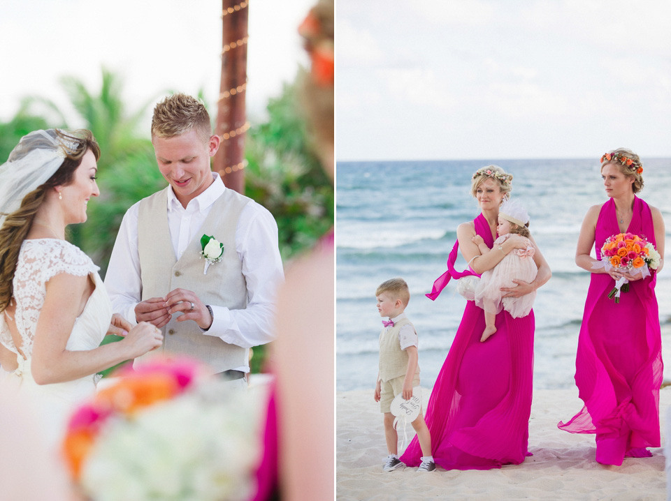 Mexico destination wedding, Hayley Paige wedding dress, Juliet cap veil, beach weddings // Photography by Chantal Lahance Gibson.