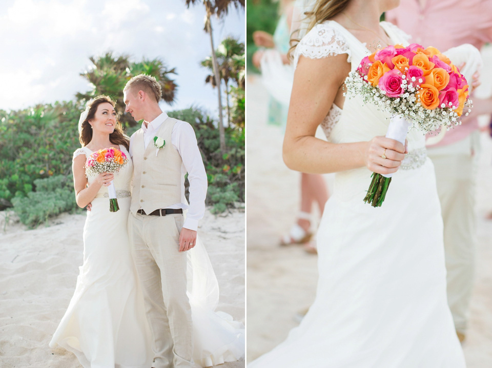 Mexico destination wedding, Hayley Paige wedding dress, Juliet cap veil, beach weddings // Photography by Chantal Lahance Gibson.