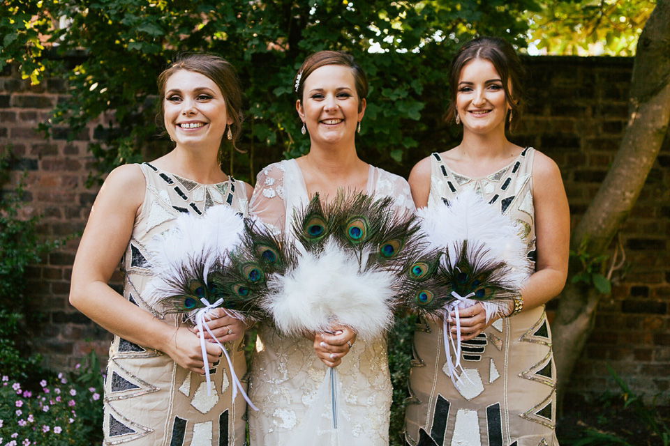 Azalea by Jenny Packham, 1920s inspired wedding, Gatsby style wedding, peacock feathers // Photography by Lauren McGuiness.