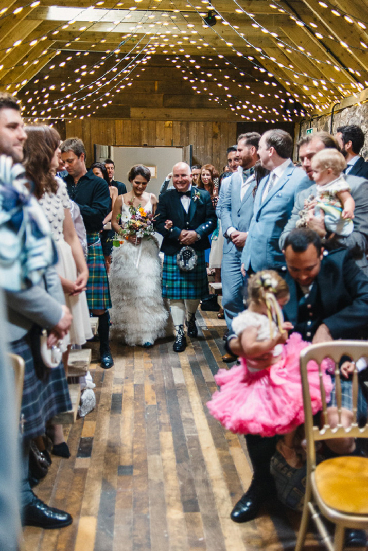 Bridal separates, Charlie brear, ostrich feather skirt, Scottish wedding, barn wedding, quirky wedding, colourful wedding, wedding skirt and top // Photos by Zoe