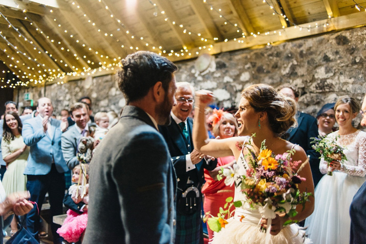 Bridal separates, Charlie brear, ostrich feather skirt, Scottish wedding, barn wedding, quirky wedding, colourful wedding, wedding skirt and top // Photos by Zoe