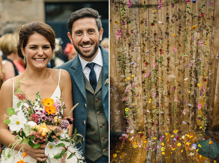 Bridal separates, Charlie brear, ostrich feather skirt, Scottish wedding, barn wedding, quirky wedding, colourful wedding, wedding skirt and top // Photos by Zoe