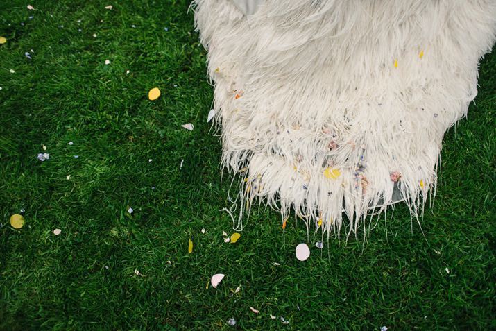 Bridal separates, Charlie brear, ostrich feather skirt, Scottish wedding, barn wedding, quirky wedding, colourful wedding, wedding skirt and top // Photos by Zoe