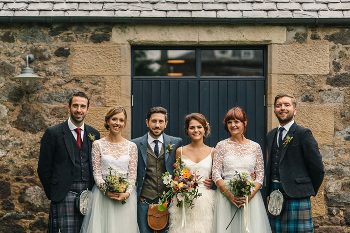 Bridal separates, Charlie brear, ostrich feather skirt, Scottish wedding, barn wedding, quirky wedding, colourful wedding, wedding skirt and top // Photos by Zoe