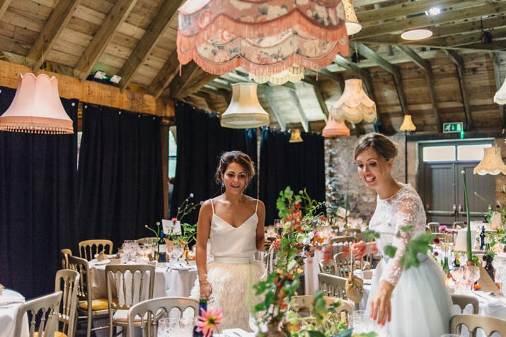 Bridal separates, Charlie brear, ostrich feather skirt, Scottish wedding, barn wedding, quirky wedding, colourful wedding, wedding skirt and top // Photos by Zoe