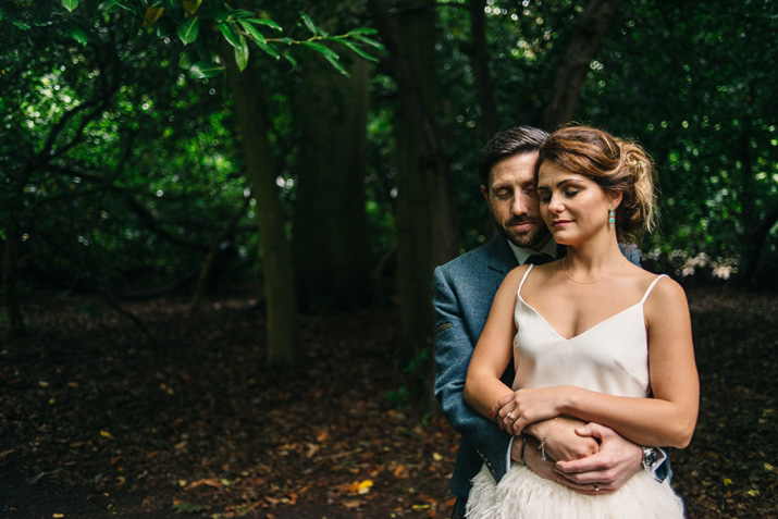 Bridal separates, Charlie brear, ostrich feather skirt, Scottish wedding, barn wedding, quirky wedding, colourful wedding, wedding skirt and top // Photos by Zoe