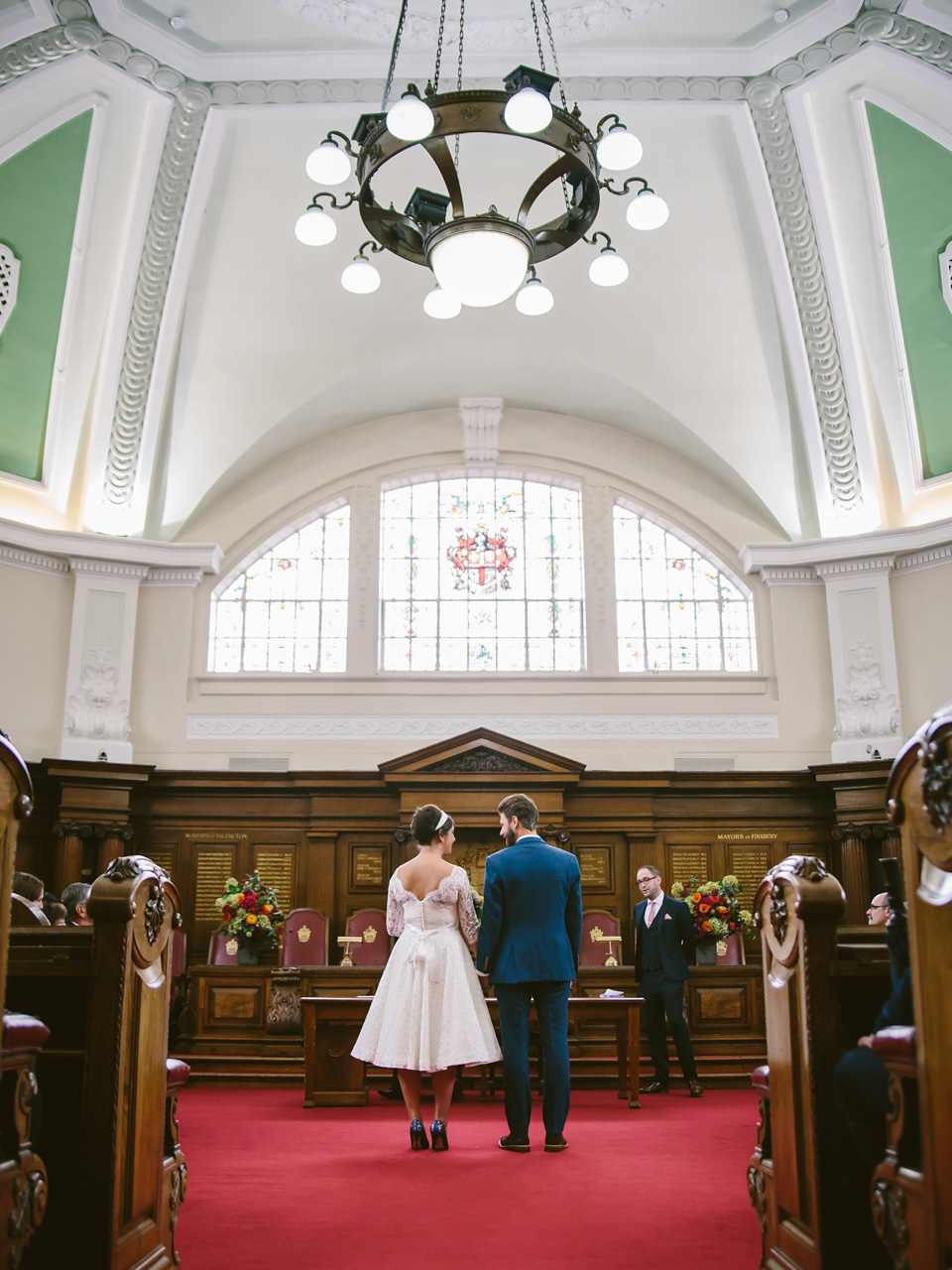 Fur Coat No Knickers, 1950s vintage lace dress, Hoxton Arches wedding, East London wedding, Winter wedding // Marc Hayden Photography.