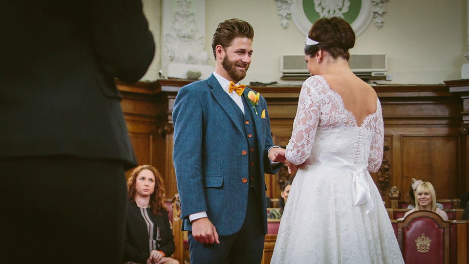 Fur Coat No Knickers, 1950s vintage lace dress, Hoxton Arches wedding, East London wedding, Winter wedding // Marc Hayden Photography.