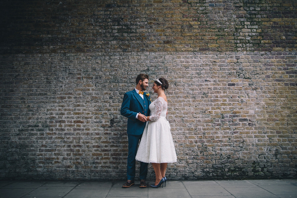 Fur Coat No Knickers, 1950s vintage lace dress, Hoxton Arches wedding, East London wedding, Winter wedding // Marc Hayden Photography.