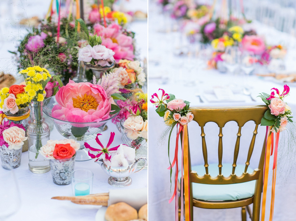 A vibrant pink, coral and colourful Italan Palazzo wedding with a bride wearing Comme des Garçons. Photography by Giuli e Giordi.