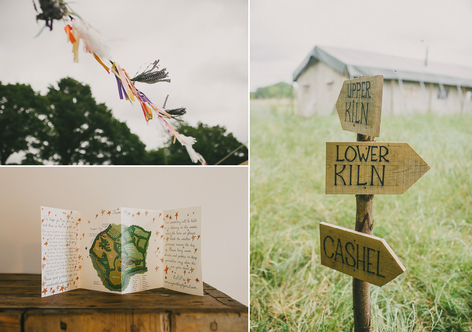 A boho bride wearing a Charlie Brear dress and veil for her woodland festival wedding at Hawthbush Farm in Sussex. Photography by Modern Vintage Weddings.