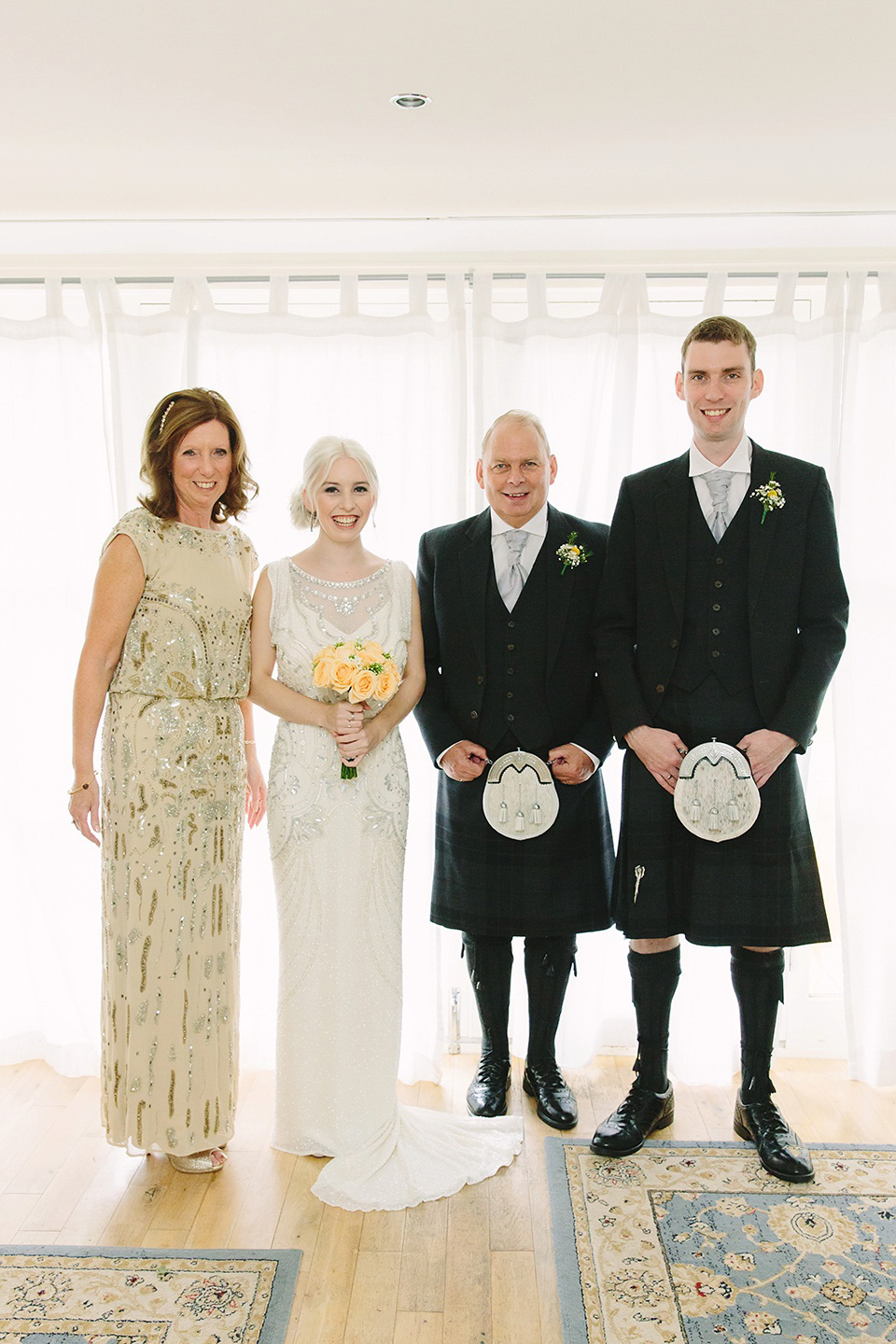 Esme by Jenny Packham, Loch Lomond wedding Scotland, grey wedding, yellow wedding, Humanist hand fasting ceremony.  Struve Photography