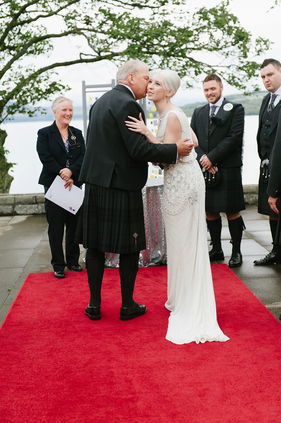 Esme by Jenny Packham, Loch Lomond wedding Scotland, grey wedding, yellow wedding, Humanist hand fasting ceremony.  Struve Photography