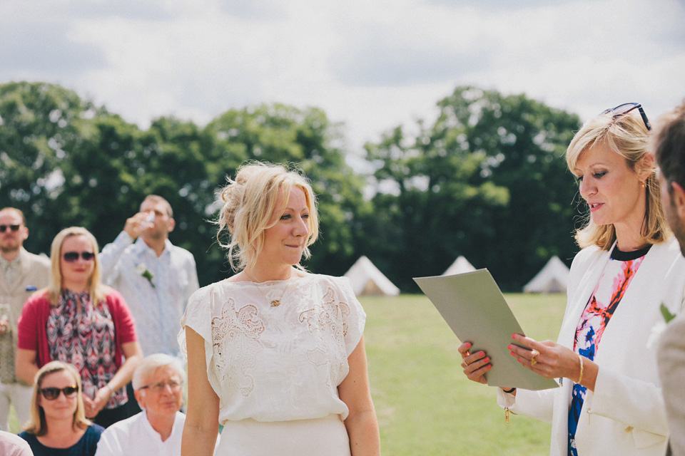 Humanist wedding ceremony in a field, Summer Solstice wedding, Midsummer wedding, bridal separates, The Pocket Library (dress maker). Images by Eclection Photography