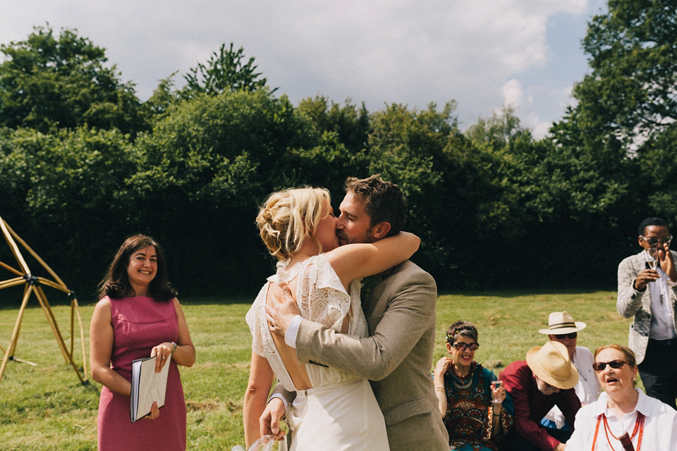 Humanist wedding ceremony in a field, Summer Solstice wedding, Midsummer wedding, bridal separates, The Pocket Library (dress maker). Images by Eclection Photography