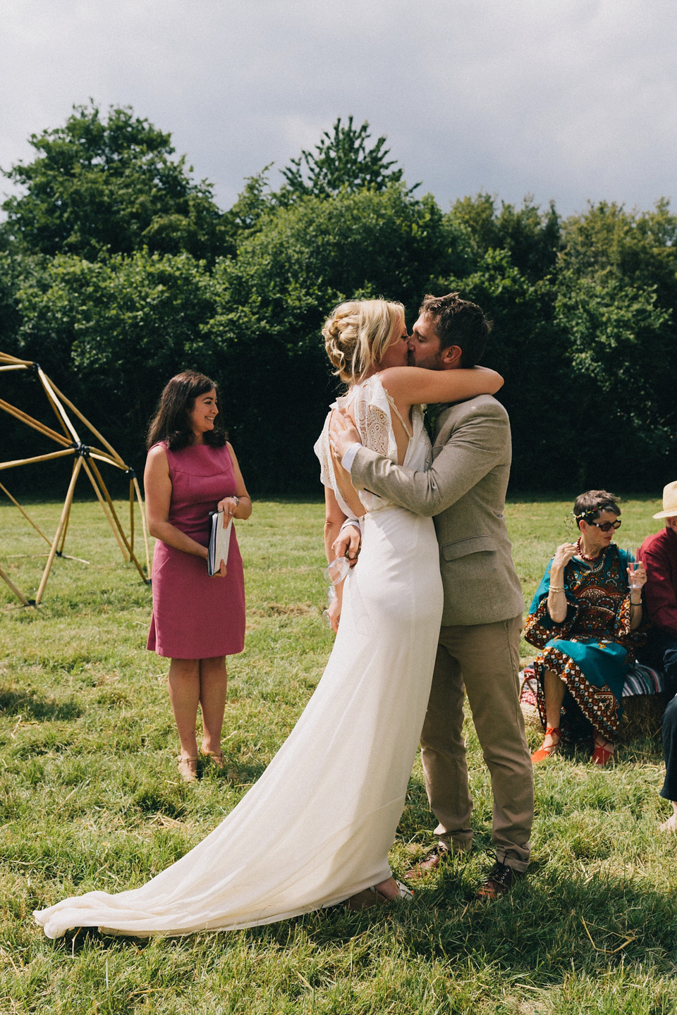 Humanist wedding ceremony in a field, Summer Solstice wedding, Midsummer wedding, bridal separates, The Pocket Library (dress maker). Images by Eclection Photography