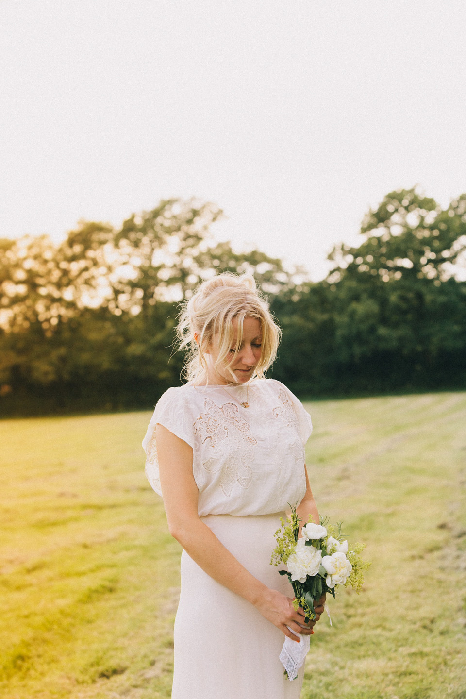 Humanist wedding ceremony in a field, Summer Solstice wedding, Midsummer wedding, bridal separates, The Pocket Library (dress maker). Images by Eclection Photography