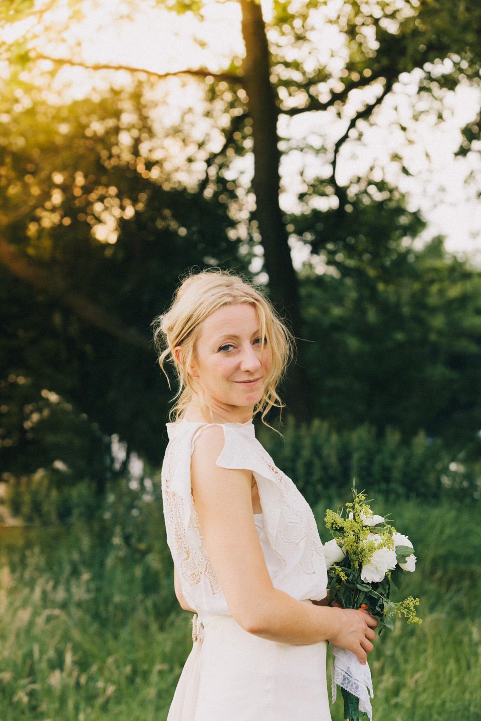 Humanist wedding ceremony in a field, Summer Solstice wedding, Midsummer wedding, bridal separates, The Pocket Library (dress maker). Images by Eclection Photography