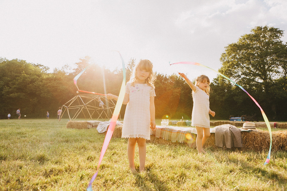 Humanist wedding ceremony in a field, Summer Solstice wedding, Midsummer wedding, bridal separates, The Pocket Library (dress maker). Images by Eclection Photography