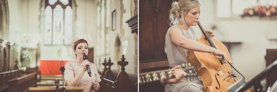 The bride wears YolanCris for her rustic, late Autumn barn wedding at Ramster Hall in Chiddingford, Surrey. Photography by Michelle Lindsell.