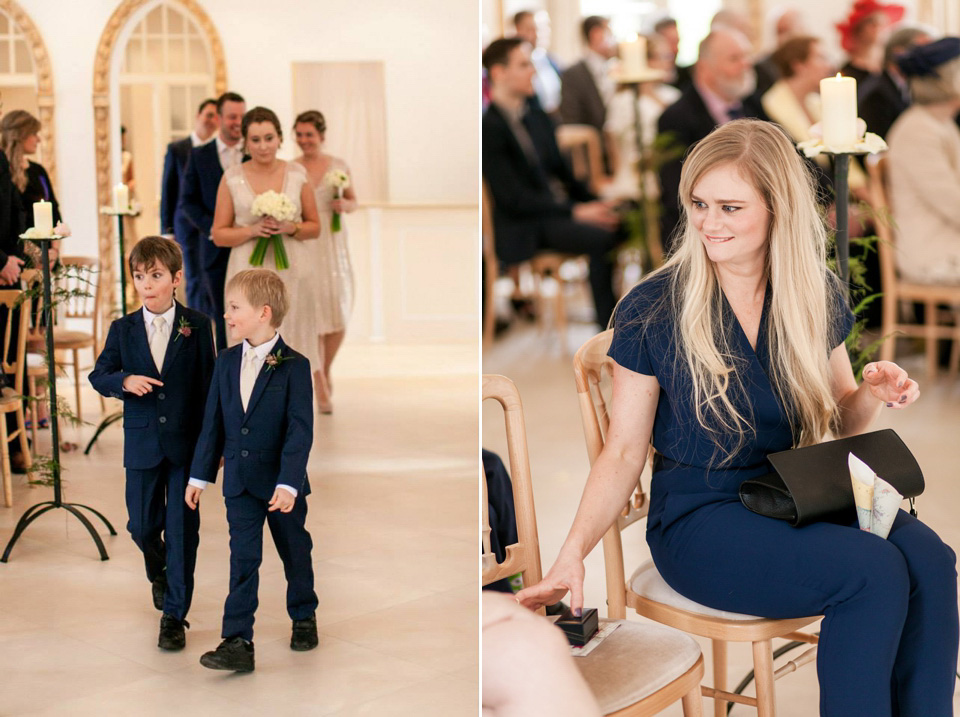 A blush pink and rose gold wedding at Northbrook Park in Surrey. Photography by Naomi Kenton. The bride wears Bridal Rosa Couture from The Bridal Rooms of Worcester.