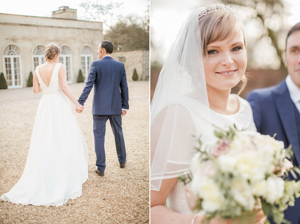 A blush pink and rose gold wedding at Northbrook Park in Surrey. Photography by Naomi Kenton. The bride wears Bridal Rosa Couture from The Bridal Rooms of Worcester.