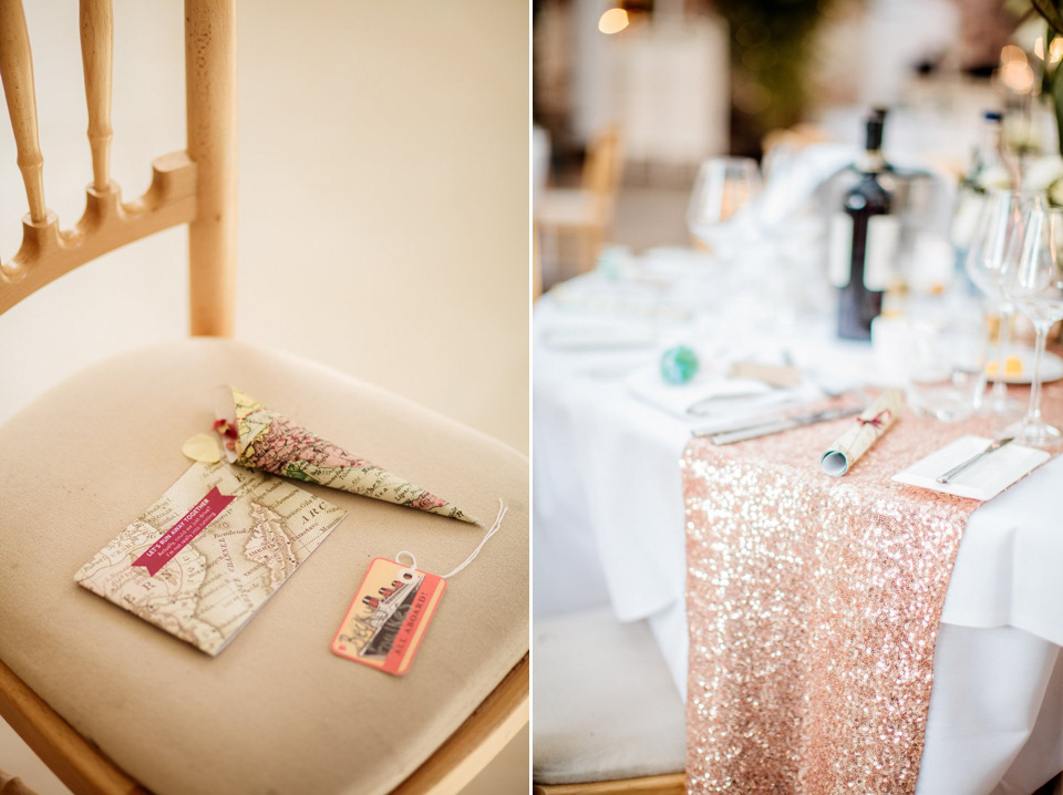 A blush pink and rose gold wedding at Northbrook Park in Surrey. Photography by Naomi Kenton. The bride wears Bridal Rosa Couture from The Bridal Rooms of Worcester.