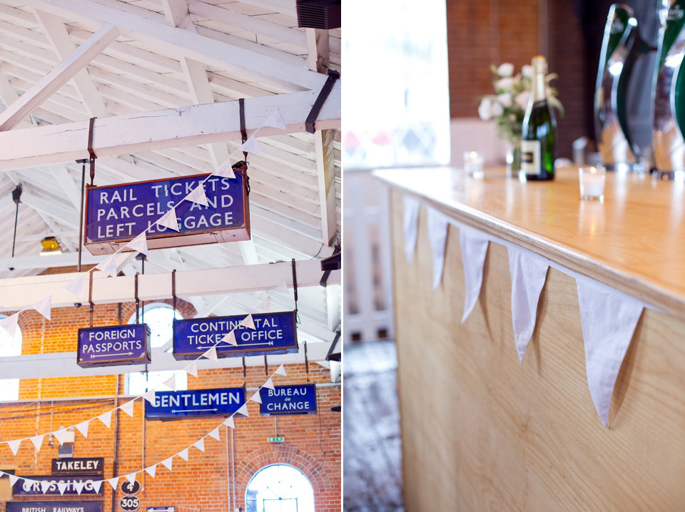 The bride created her own dress, veil and bridesmaids dresses for her Railway Museum wedding. Photography by Emma Sekhon.