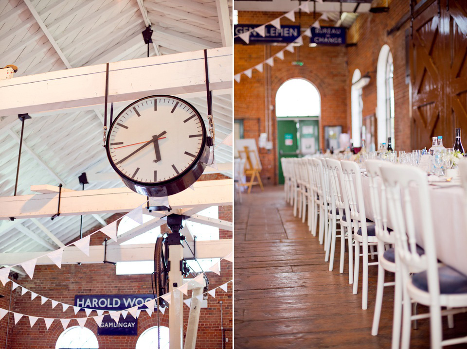 The bride created her own dress, veil and bridesmaids dresses for her Railway Museum wedding. Photography by Emma Sekhon.