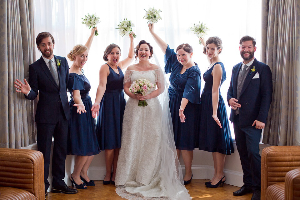 The bride created her own dress, veil and bridesmaids dresses for her Railway Museum wedding. Photography by Emma Sekhon.