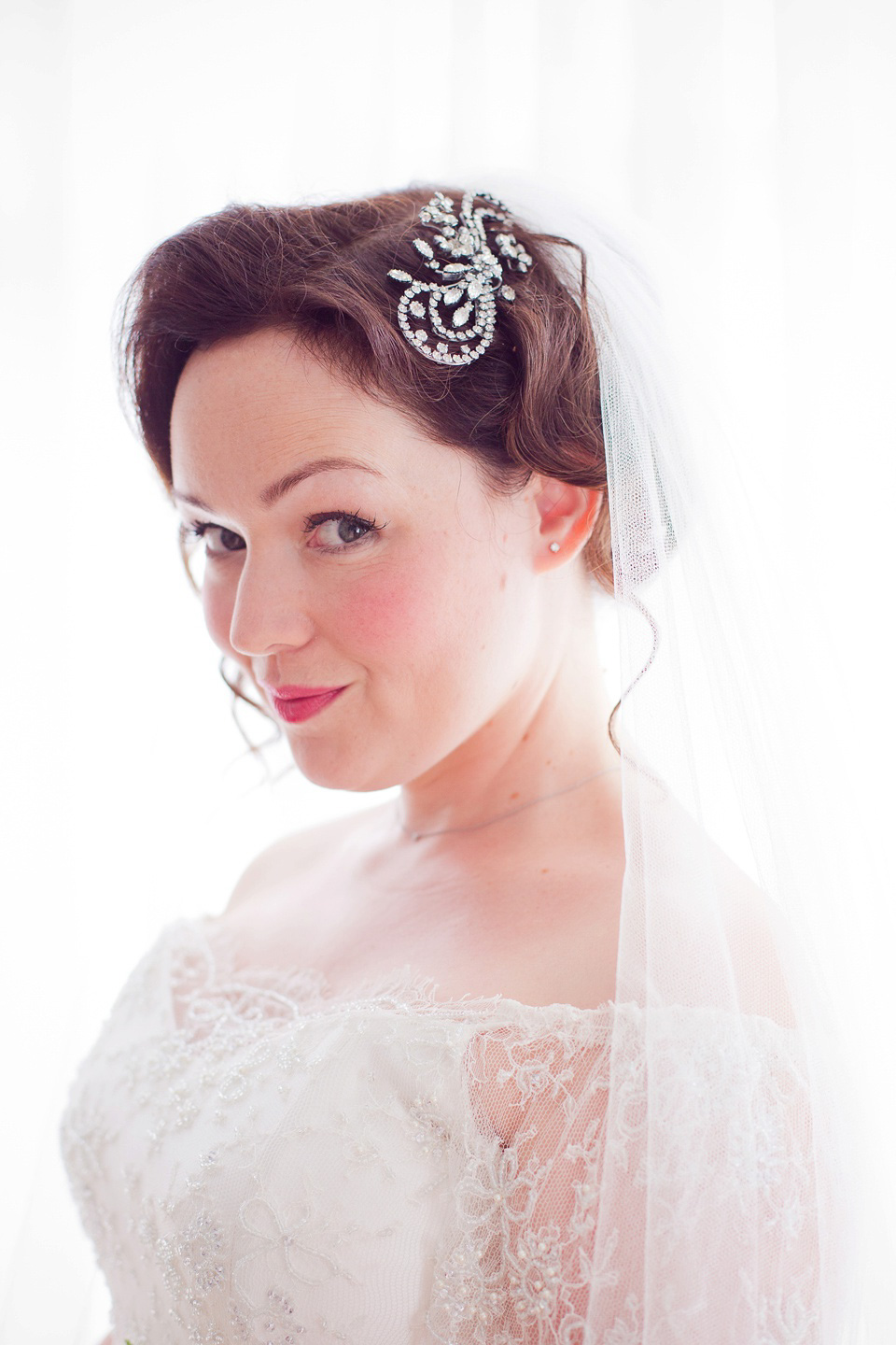 The bride created her own dress, veil and bridesmaids dresses for her Railway Museum wedding. Photography by Emma Sekhon.