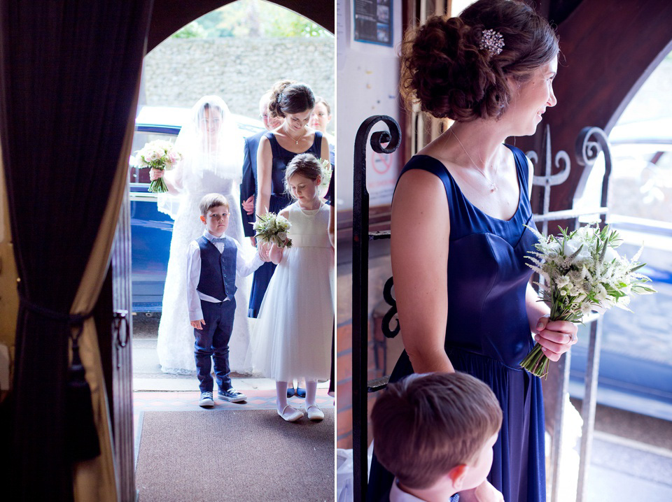 The bride created her own dress, veil and bridesmaids dresses for her Railway Museum wedding. Photography by Emma Sekhon.