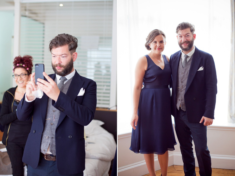 The bride created her own dress, veil and bridesmaids dresses for her Railway Museum wedding. Photography by Emma Sekhon.