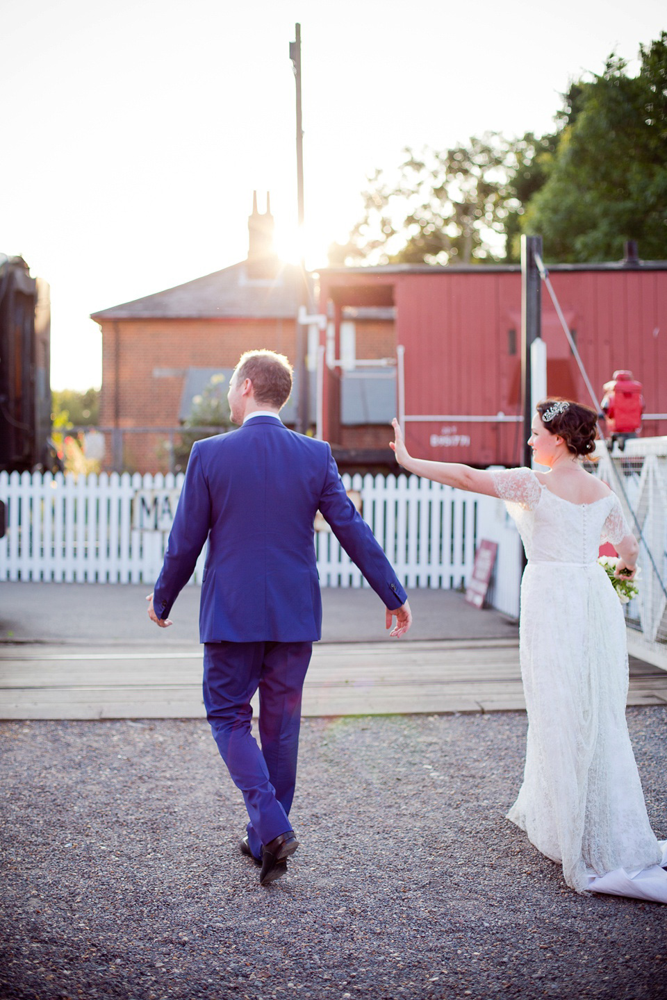 The bride created her own dress, veil and bridesmaids dresses for her Railway Museum wedding. Photography by Emma Sekhon.