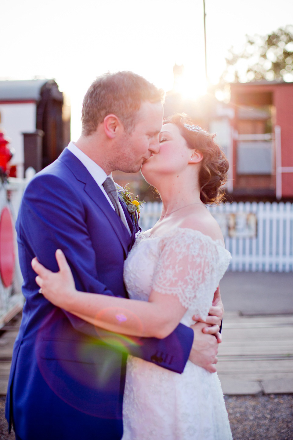 The bride created her own dress, veil and bridesmaids dresses for her Railway Museum wedding. Photography by Emma Sekhon.