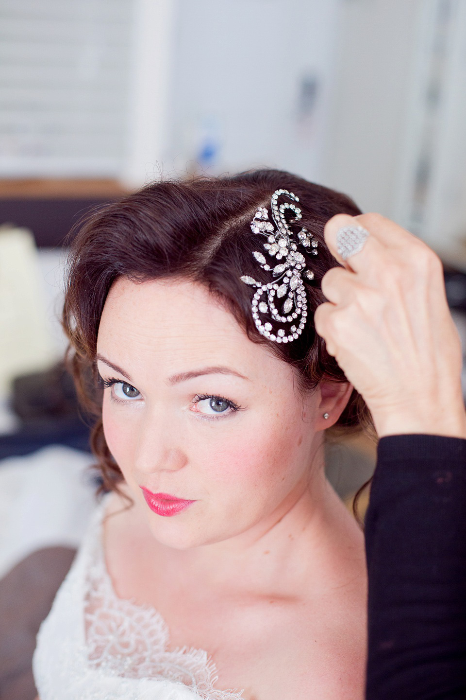 A Railway Museum Wedding with an Elegant Handmade Lace Gown and Maids ...