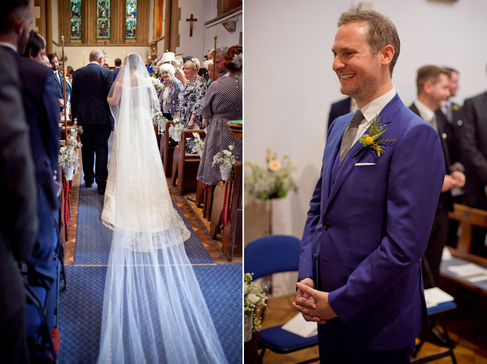 The bride created her own dress, veil and bridesmaids dresses for her Railway Museum wedding. Photography by Emma Sekhon.