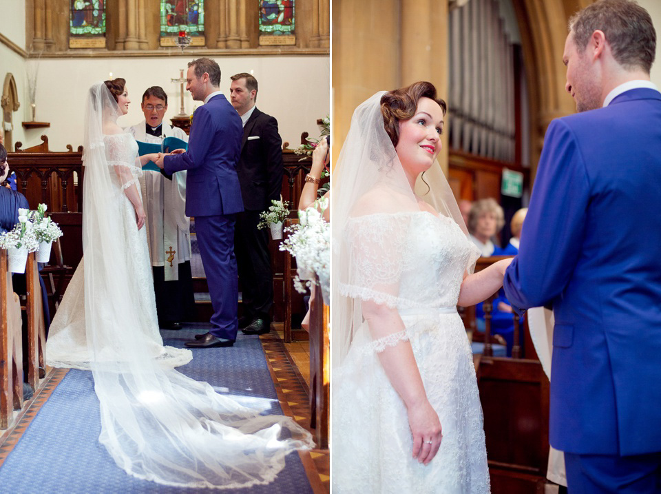 The bride created her own dress, veil and bridesmaids dresses for her Railway Museum wedding. Photography by Emma Sekhon.