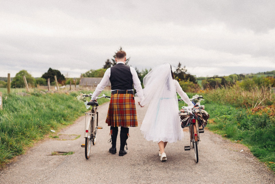 A 1980's vintage wedding dress for a DIY, handmade and craft filled village hall wedding in Scotland. Photography by Donna Murray. A 1980's vintage wedding dress for a DIY, handmade and craft filled village hall wedding in Scotland. Photography by Donna Murray.