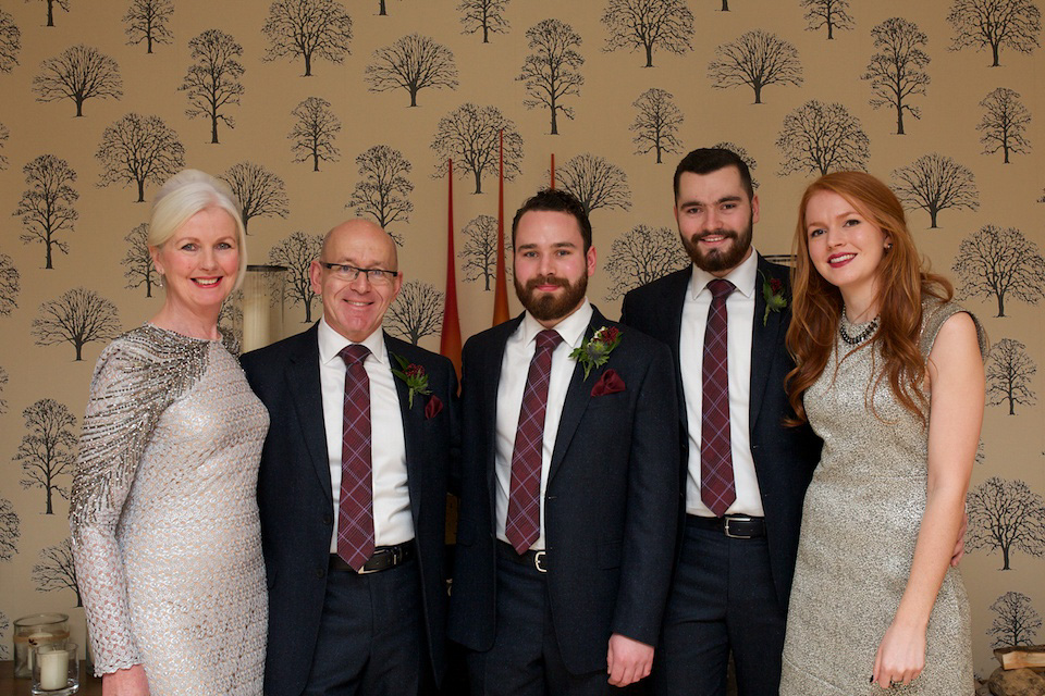 A 1970's Ossie Clarke inspired wedding dress for a stylish bride and her Winter Wedding in London. Photography by Sharon Cooper.