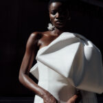 Halfpenny London wedding dress with big shoulder bow