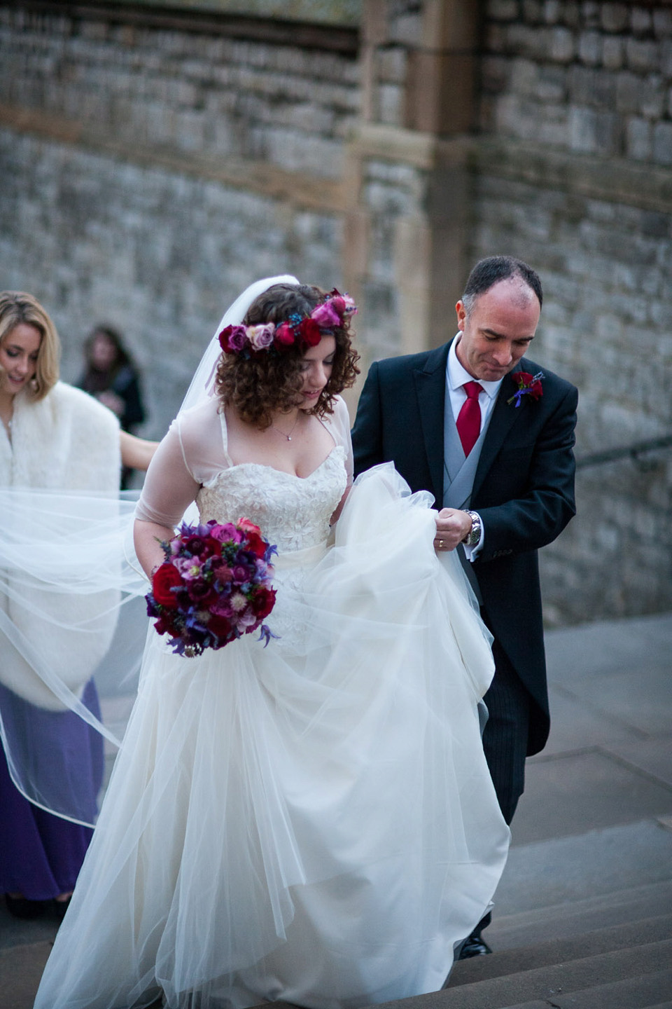 A Bride in Stephanie Allin for her Military Winter Wedding at the Tower of London. Images by Olliver Photography.