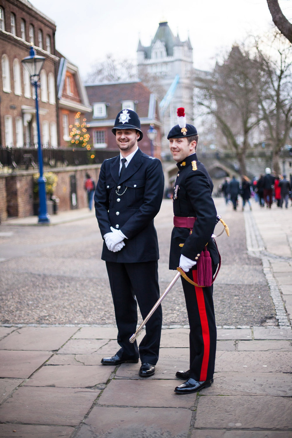 A Bride in Stephanie Allin for her Military Winter Wedding at the Tower of London. Images by Olliver Photography.