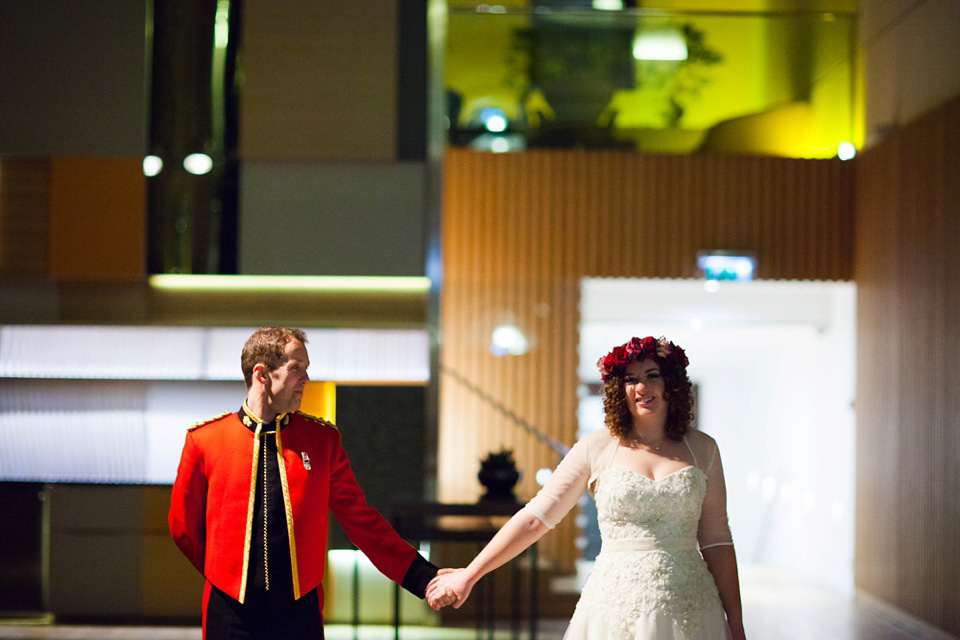 A Bride in Stephanie Allin for her Military Winter Wedding at the Tower of London. Images by Olliver Photography.