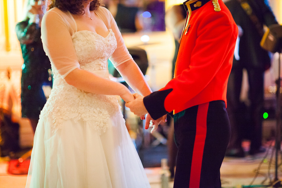 A Bride in Stephanie Allin for her Military Winter Wedding at the Tower of London. Images by Olliver Photography.