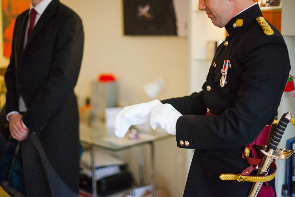 A Bride in Stephanie Allin for her Military Winter Wedding at the Tower of London. Images by Olliver Photography.